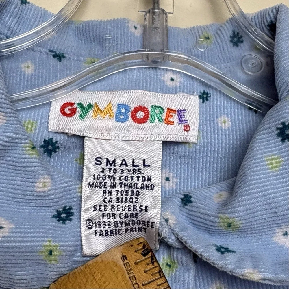Vtg Gymboree Rainbow Tag 1998 Cotton Candy Blue Corduroy Floral Dress 2T 3T Sz S